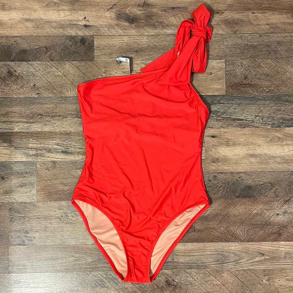 NWT J. Crew Bow one-shoulder one-piece